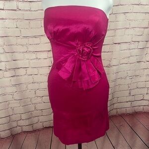 Hot Pink Strapless Dress - Size Large